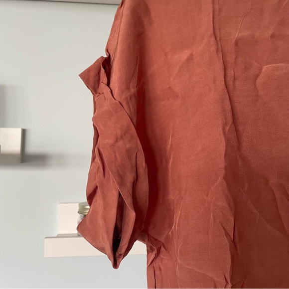 KATESUN (Italian Brand) Burnt Orange / Bronze Short Sleeve Open Back Viscose Top - Picture 4 of 8